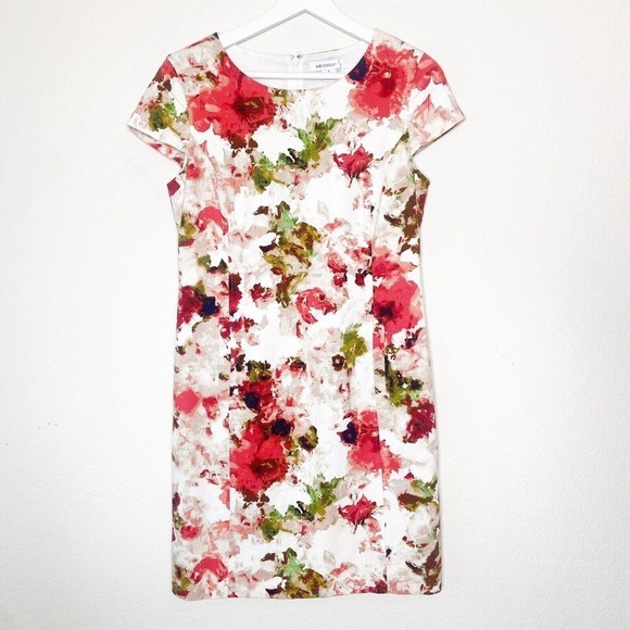 Liz Claiborne Floral Pocketed Cap Sleeve Sheath Dress 4 - Picture 1 of 10
